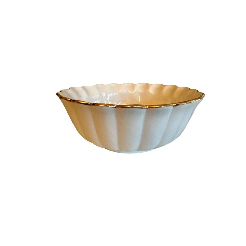 Lenox Ivory Cream Rosebud Trinket Dish Gold Trim Embossed Bowl
